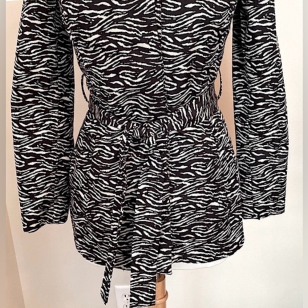Sandro Studio Zebra Print SZ S Mob Wife Indie Sleaze Parisian Chic Trench Coat - Picture 3 of 13